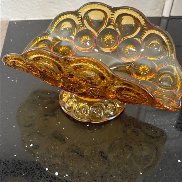 Other - Amber Glass Compote Bowl